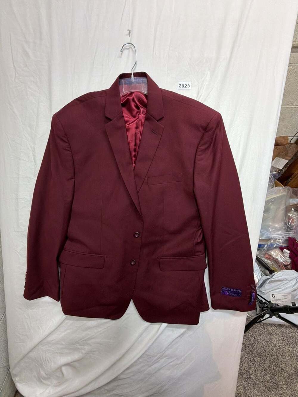 Vinci Slim Fit Sport Coat Blazer Size 50R Burgundy Super 150's SC900-12